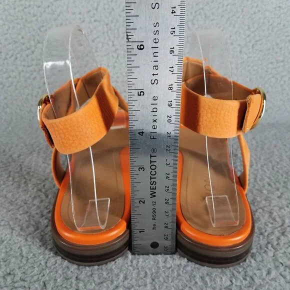 Vionic Anaya Sandals Womens' 7.5 Orange Leather Ankle Straps Flat Comfort Summer - Picture 4 of 12